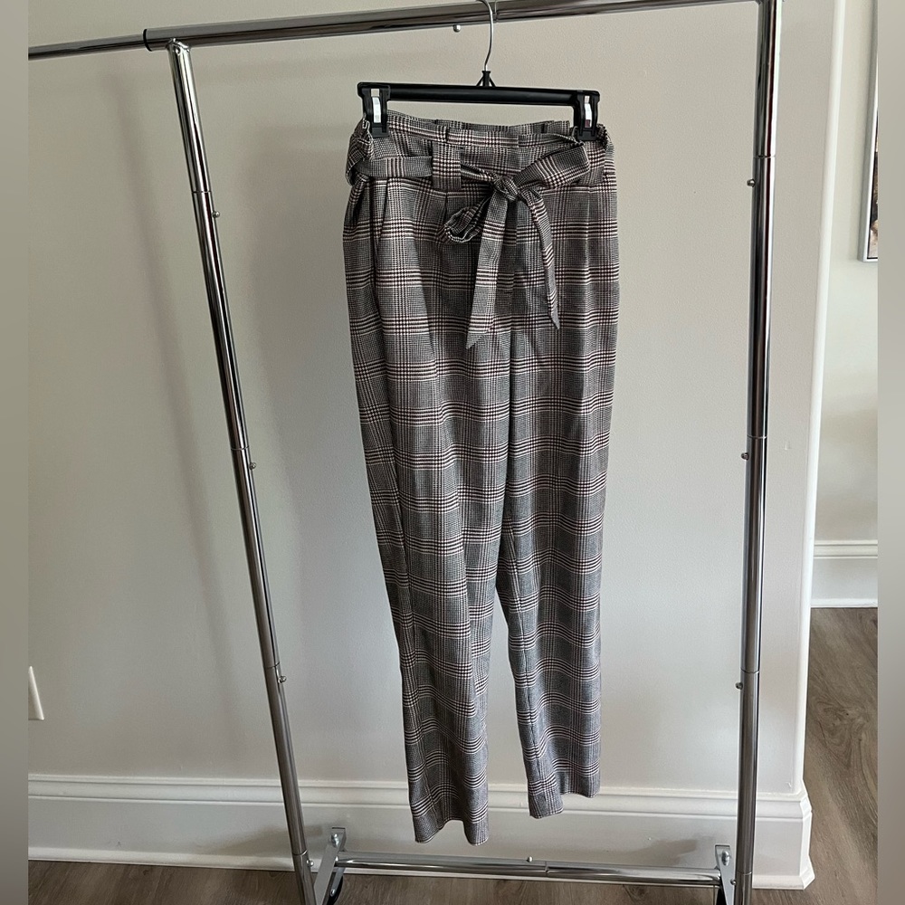 Plaid paper bag style pants